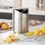 GEEZY 1.5L Desktop Mini Trash Can with Rotating Lid, Kitchen Trash Can, Stainless Steel Material